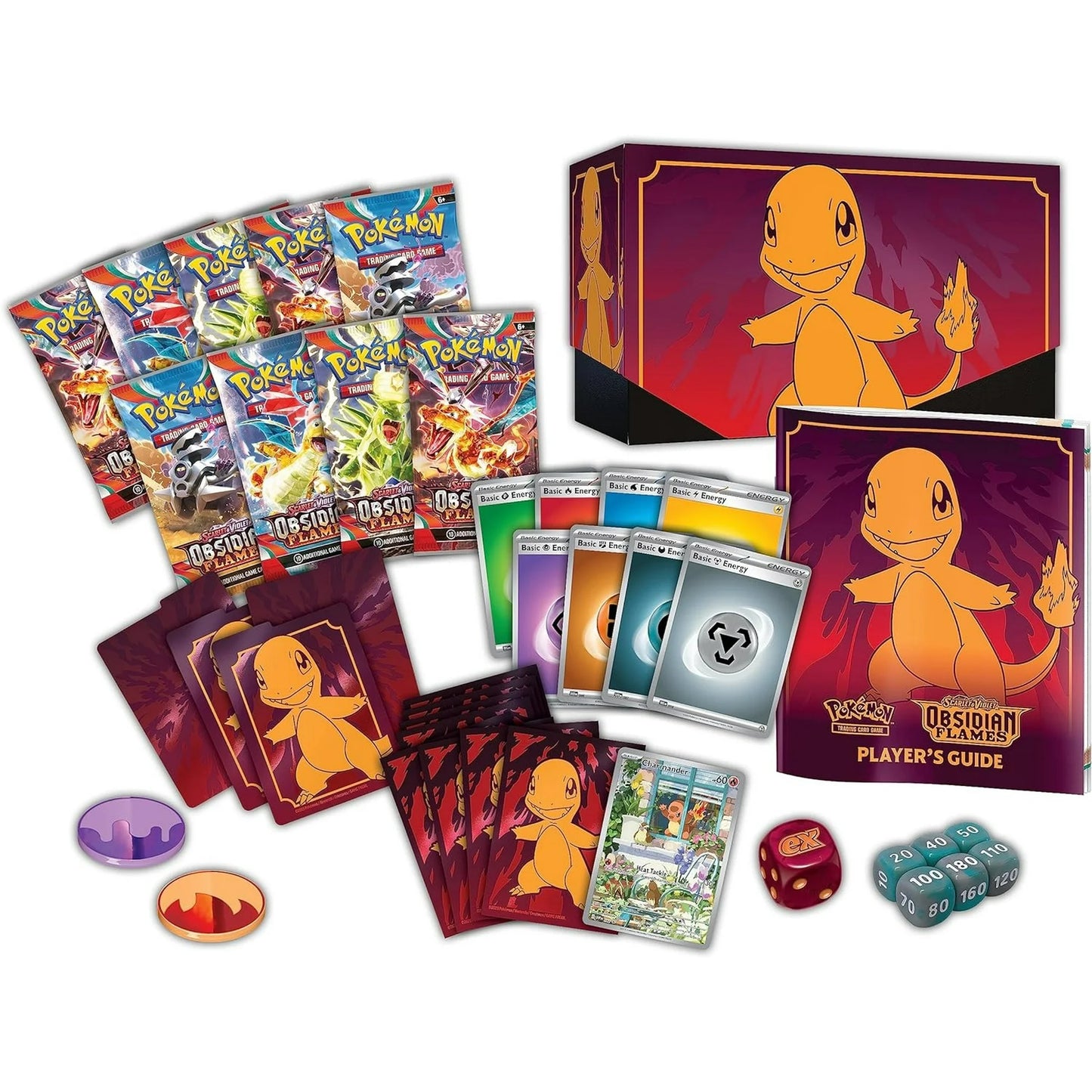 Obsidian Flames Elite Trainer Box - SV03: Obsidian Flames with 9 Pokémon TCG Booster Packs, 65 Charmander Cards & 45 Energy Cards, Collector Box